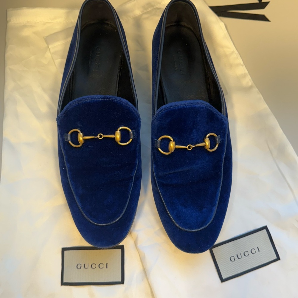 Gucci Blue Velvet Loafers
